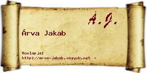 Árva Jakab névjegykártya